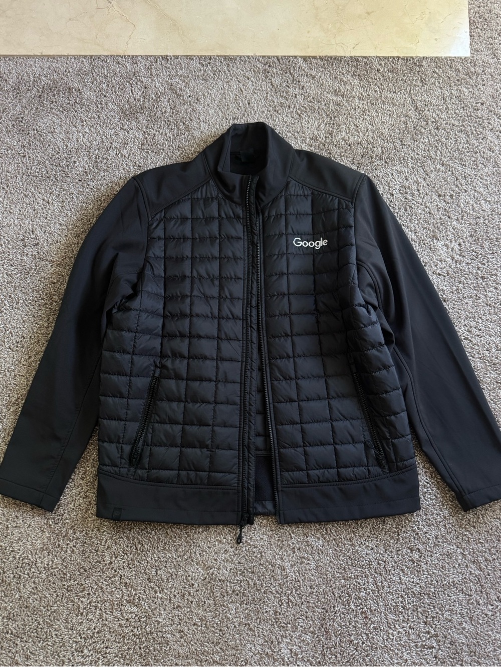 Google Men's Black Quilted Hybrid Jacket